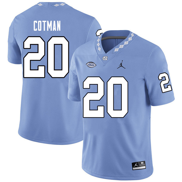 Jordan Brand Men #20 C.J. Cotman North Carolina Tar Heels College Football Jerseys Sale-Carolina Blu